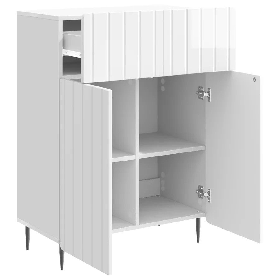 Buffet Blanc brillant 66 x 34,5 x 92 cm Bois d'ingénierie - 5