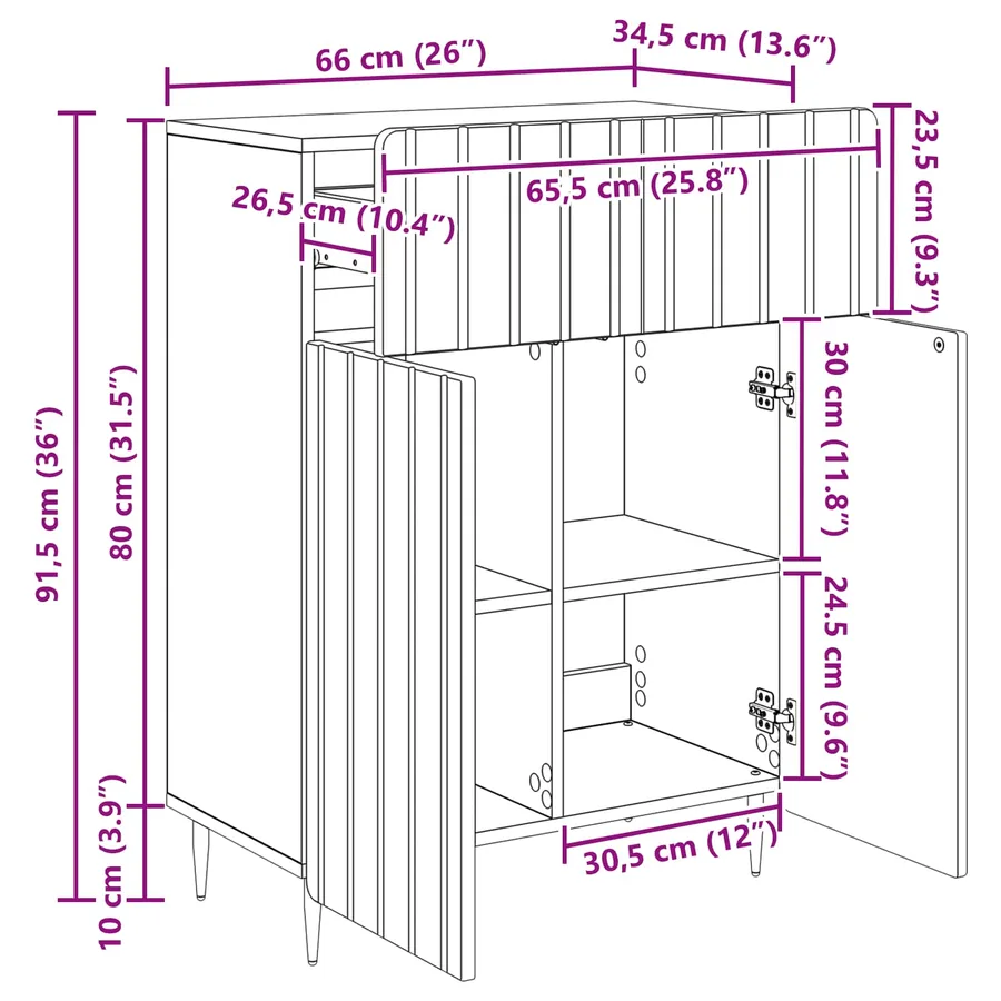 Buffet Chêne artisanal 66 x 34,5 x 92 cm Bois d'ingénierie - 11