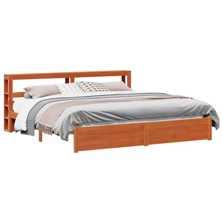 Cadre de lit Cire marron 200 x 200 cm Bois de Pin Massif - 2