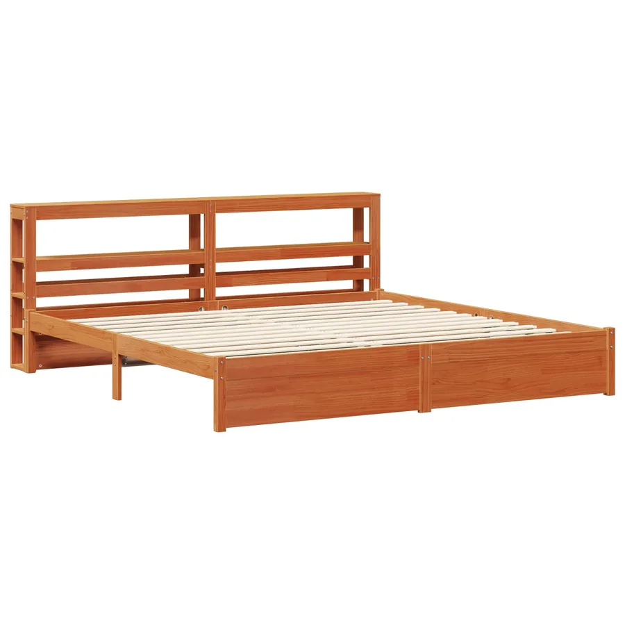 Cadre de lit Cire marron 200 x 200 cm Bois de Pin Massif - 5