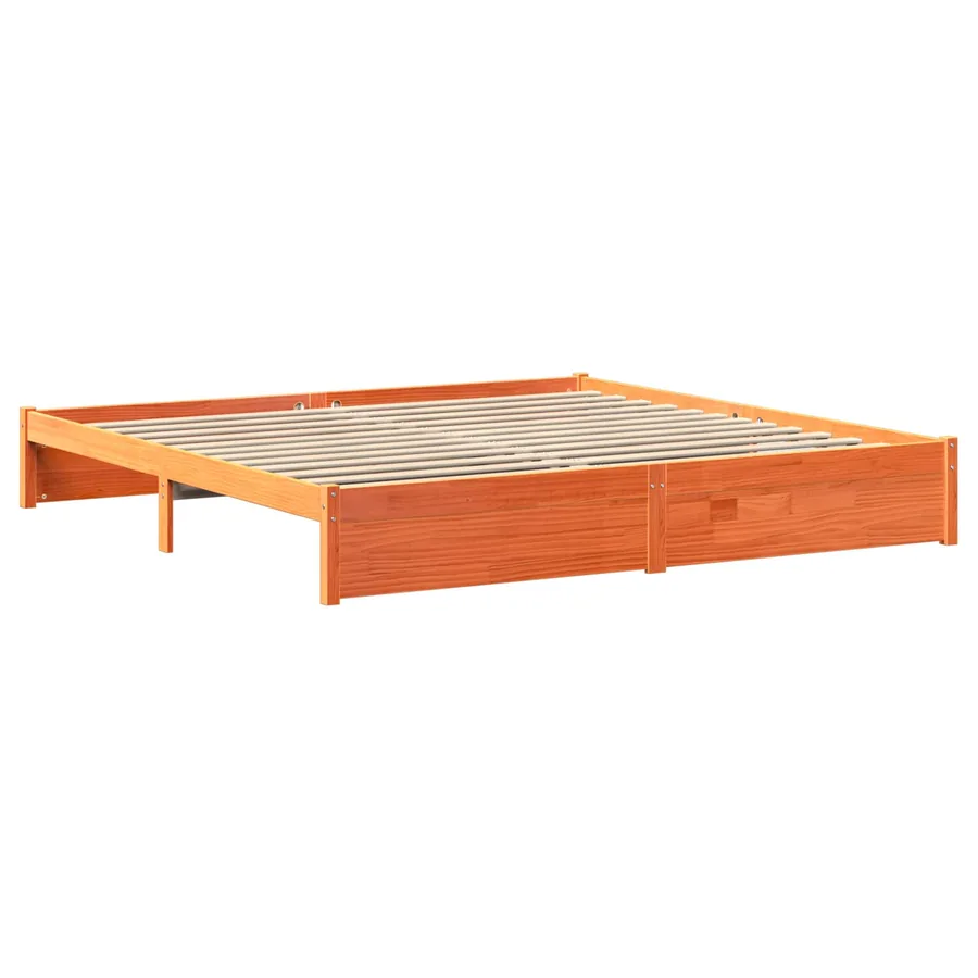 Cadre de lit avec tête de lit de rangement 2 pcs Cire marron - 4