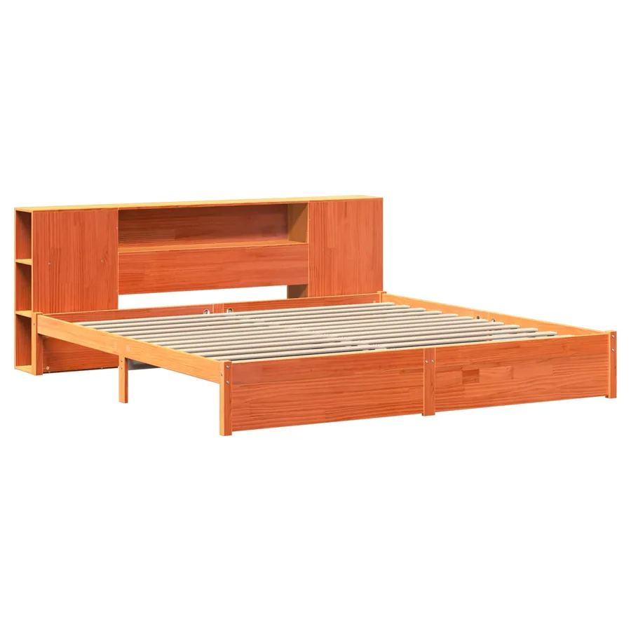 Cadre de lit avec tête de lit de rangement 2 pcs Cire marron - 5