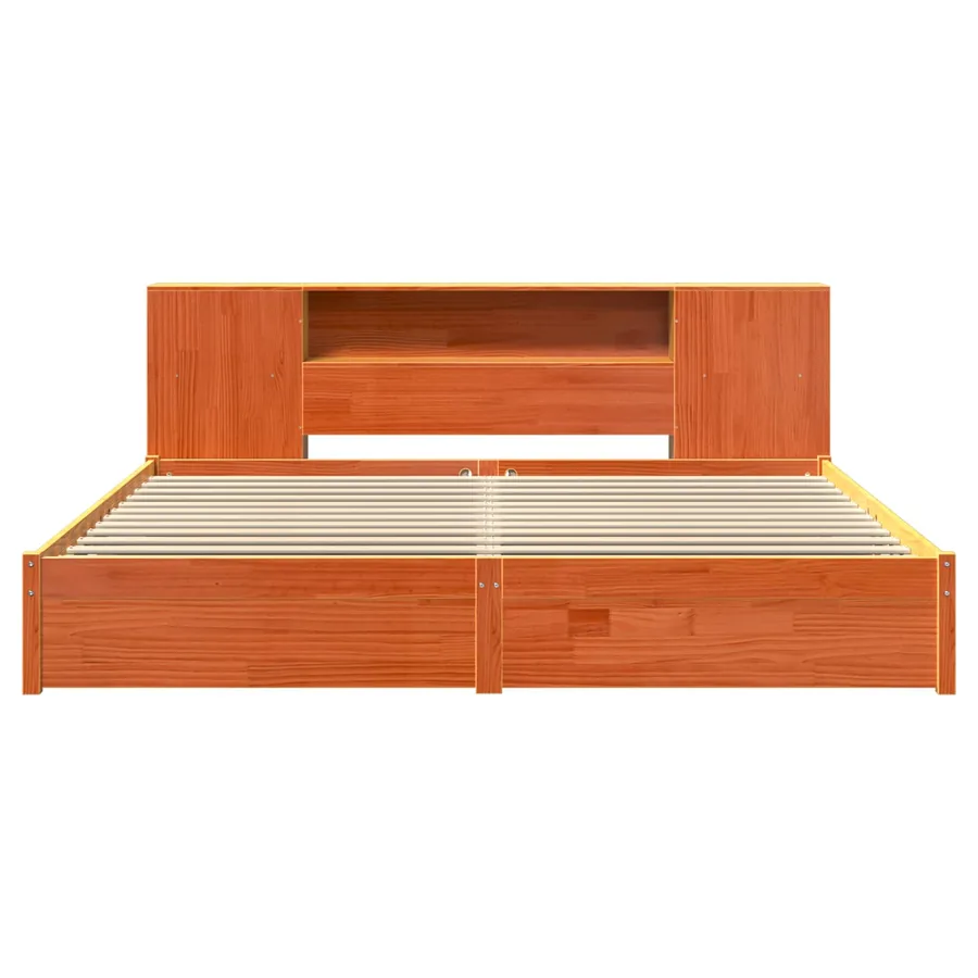 Cadre de lit avec tête de lit de rangement 2 pcs Cire marron - 6