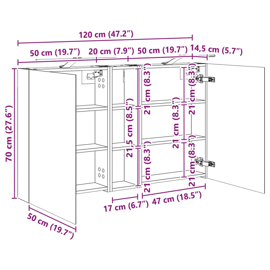 Ensemble de Meubles de Salle de Bain 3 pcs 120 x 14,5 x 70 cm - 13