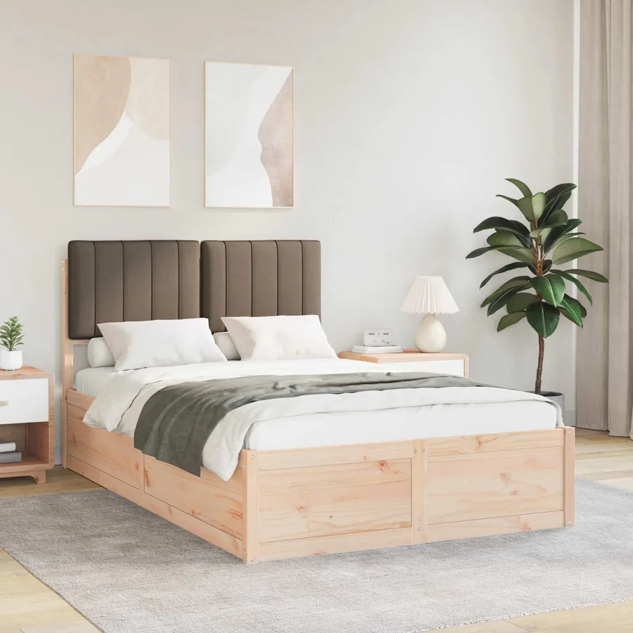 Cadre de lit avec tête de lit rembourrée Taupe 120 x 190 cm