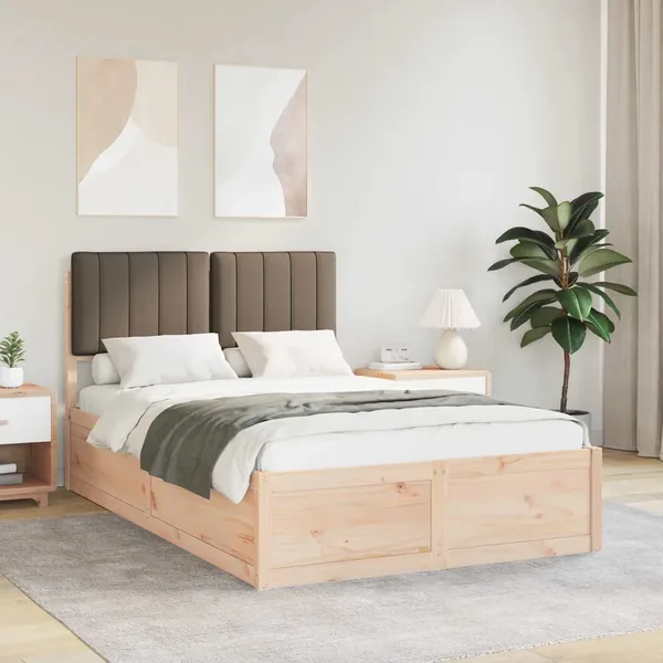 Cadre de lit avec tête de lit rembourrée Taupe 120 x 190 cm