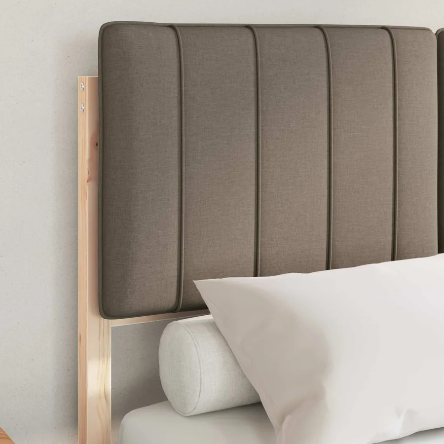 Cadre de lit avec tête de lit rembourrée Taupe 120 x 190 cm - 3