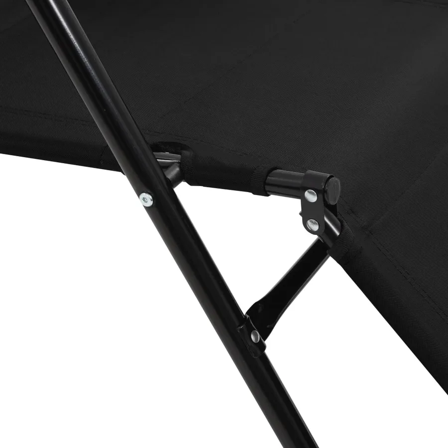 Chaises longues pliables 2 pcs avec repose-pied Acier Noir - 12