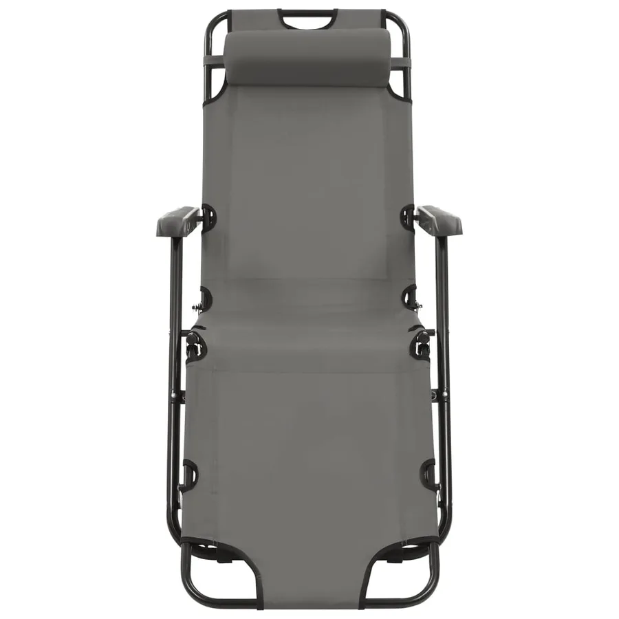 Chaises longues pliables 2 pcs avec repose-pied Acier Noir - 16