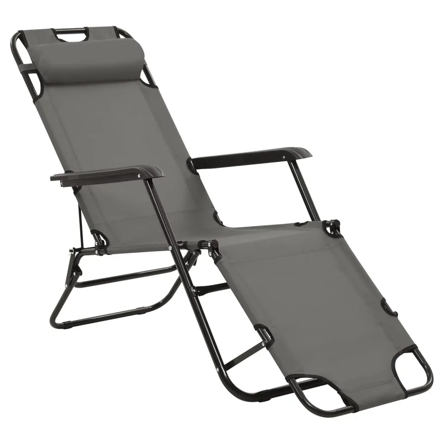 Chaises longues pliables 2 pcs avec repose-pied Acier Noir - 17