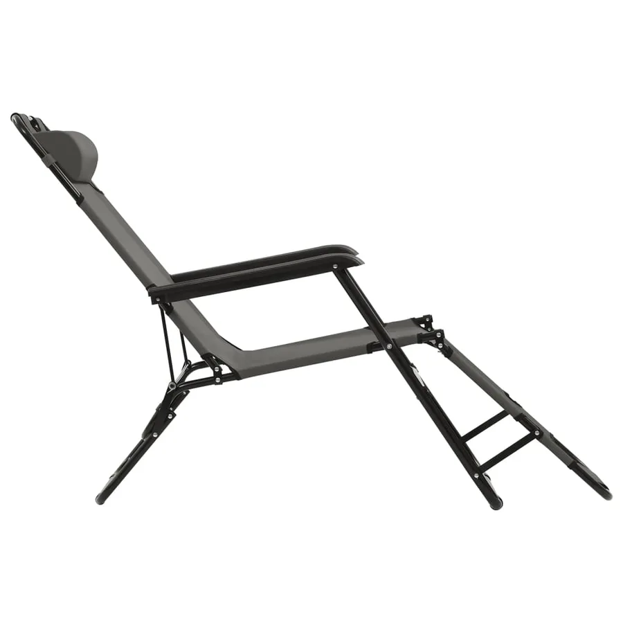 Chaises longues pliables 2 pcs avec repose-pied Acier Noir - 18