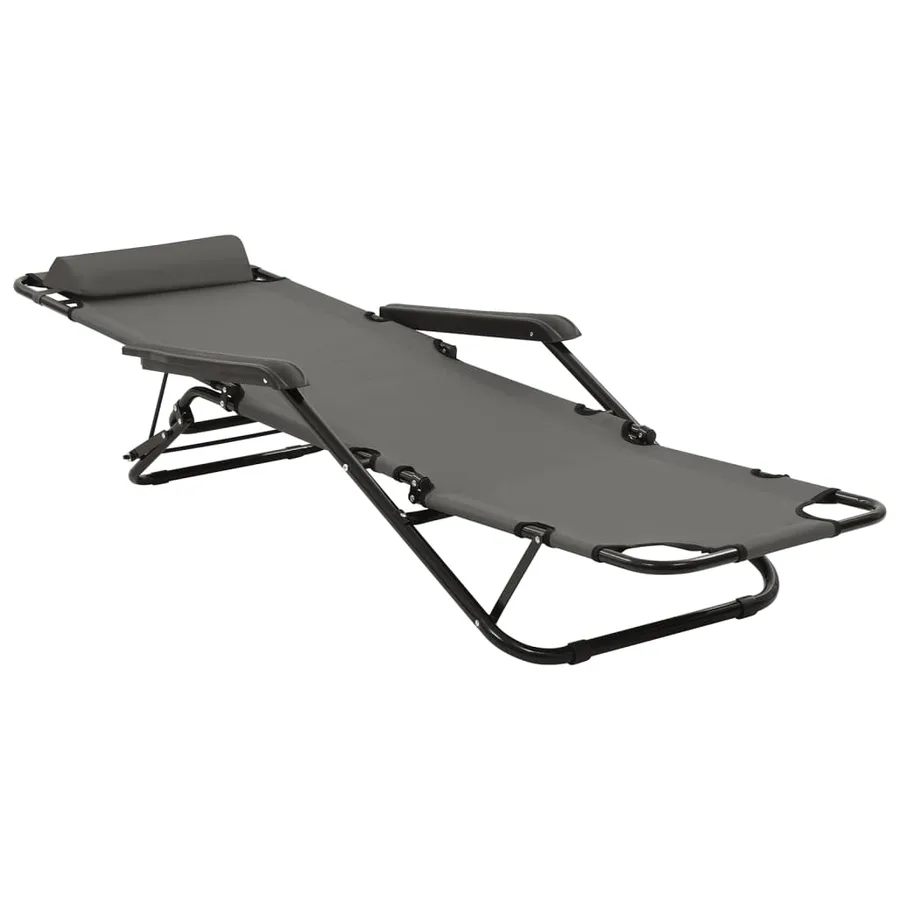 Chaises longues pliables 2 pcs avec repose-pied Acier Noir - 20
