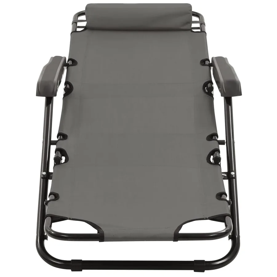 Chaises longues pliables 2 pcs avec repose-pied Acier Noir - 22