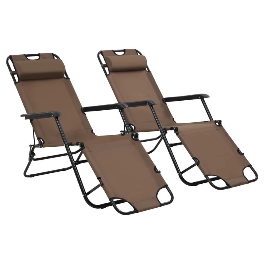 Chaises longues pliables 2 pcs avec repose-pied Acier Noir - 27