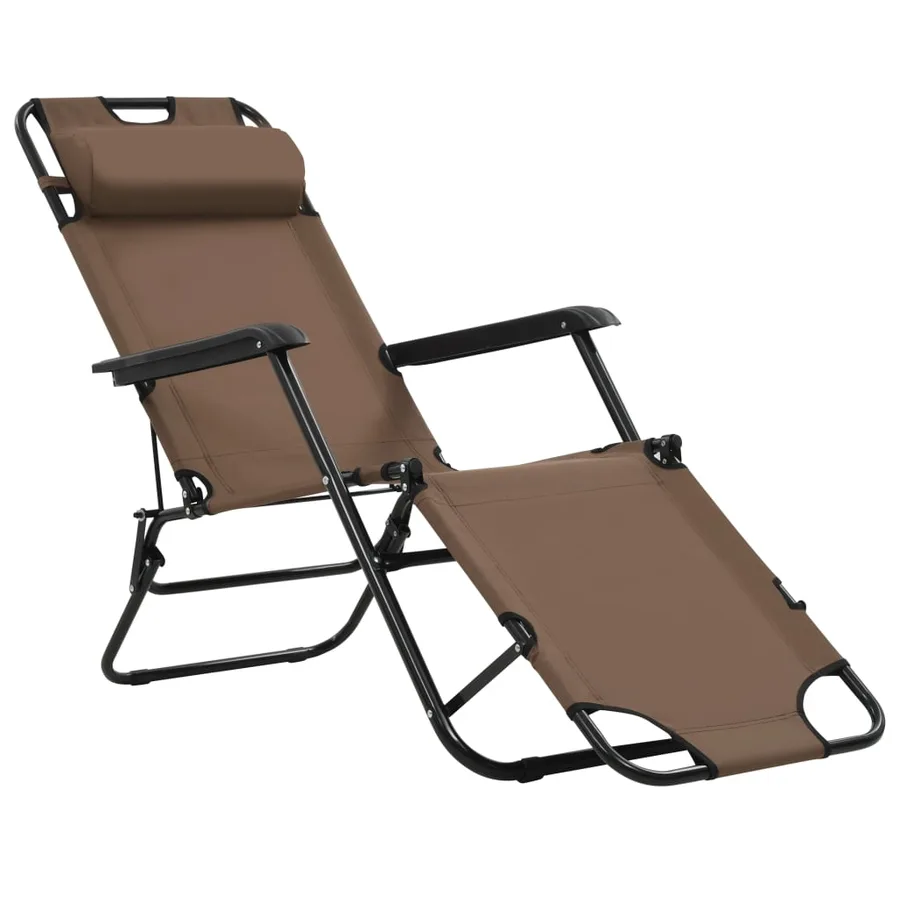 Chaises longues pliables 2 pcs avec repose-pied Acier Noir - 28