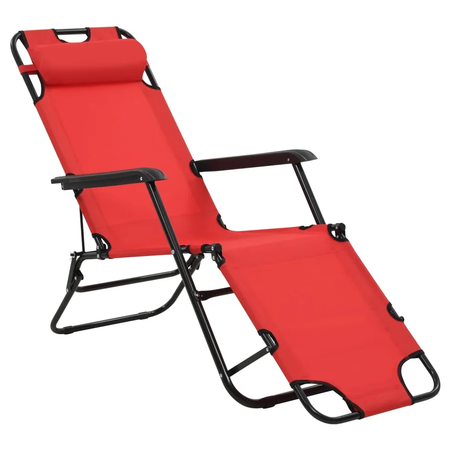Chaises longues pliables 2 pcs avec repose-pied Acier Noir - 39