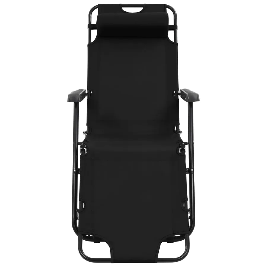 Chaises longues pliables 2 pcs avec repose-pied Acier Noir - 4