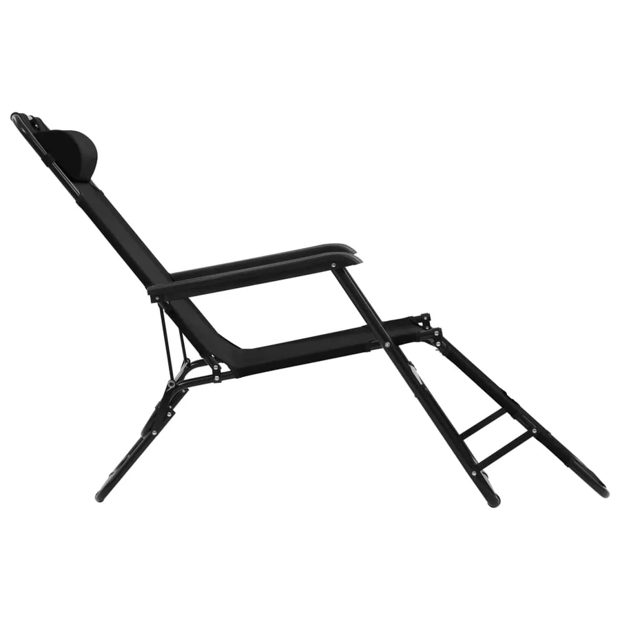 Chaises longues pliables 2 pcs avec repose-pied Acier Noir - 5