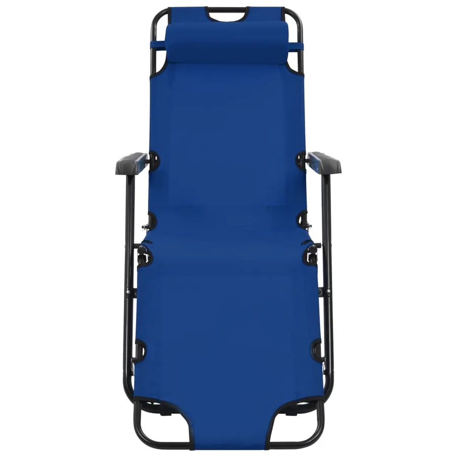 Chaises longues pliables 2 pcs avec repose-pied Acier Noir - 51