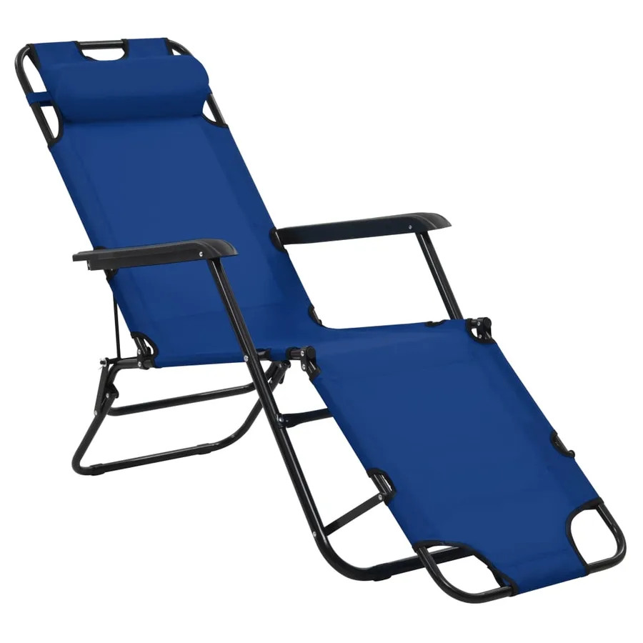 Chaises longues pliables 2 pcs avec repose-pied Acier Noir - 52