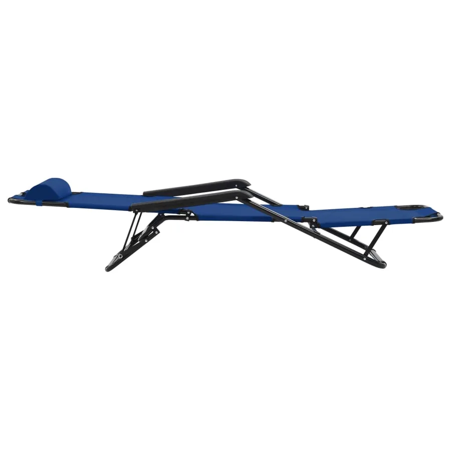 Chaises longues pliables 2 pcs avec repose-pied Acier Noir - 54