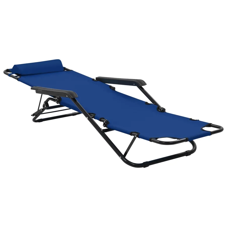 Chaises longues pliables 2 pcs avec repose-pied Acier Noir - 55