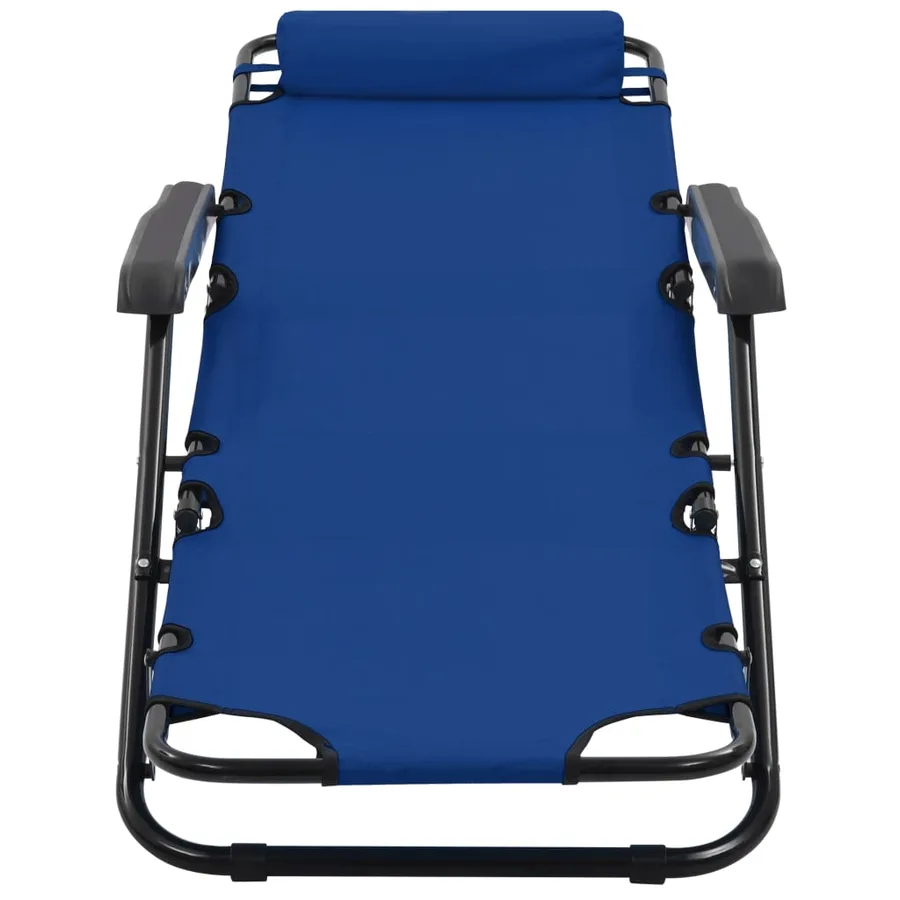 Chaises longues pliables 2 pcs avec repose-pied Acier Noir - 57