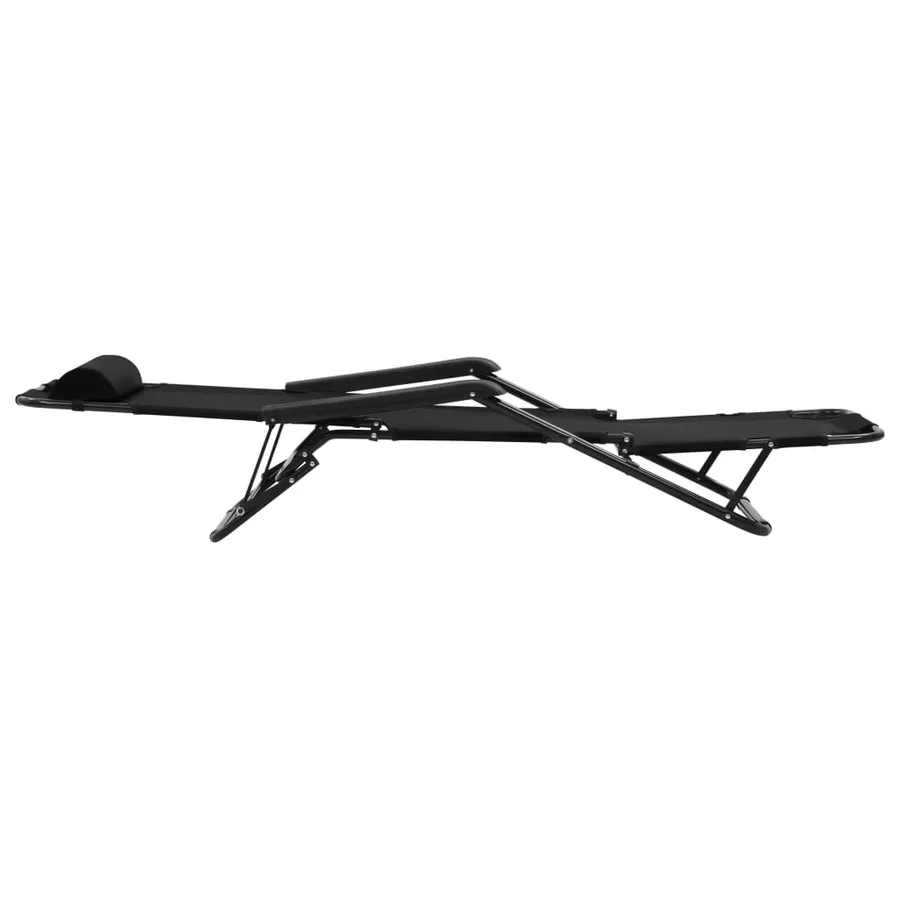 Chaises longues pliables 2 pcs avec repose-pied Acier Noir - 6