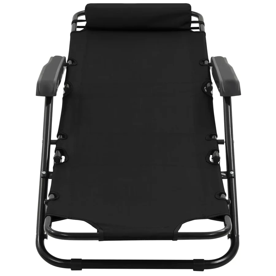 Chaises longues pliables 2 pcs avec repose-pied Acier Noir - 8