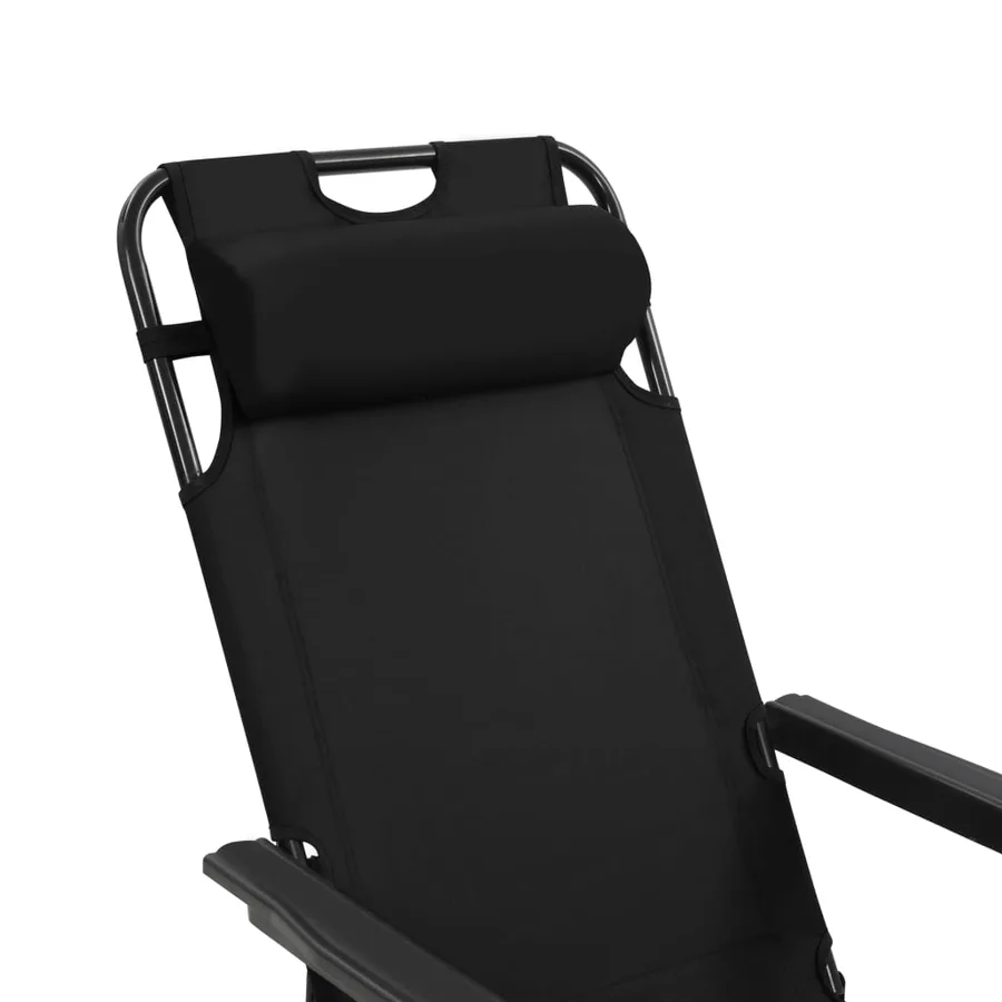 Chaises longues pliables 2 pcs avec repose-pied Acier Noir - 9