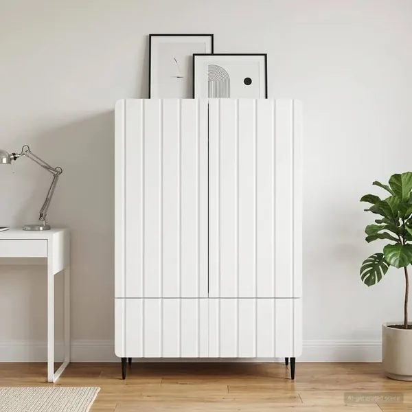 Buffet Blanc 66 x 34,5 x 97 cm Bois d'ingénierie