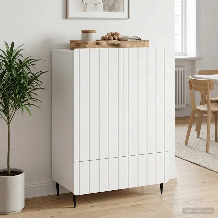 Buffet Blanc 66 x 34,5 x 97 cm Bois d'ingénierie - 3