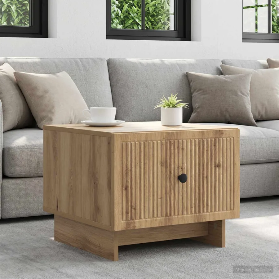 Table basse Chêne artisanal 49 x 50 x 40 cm Bois d'ingénierie
