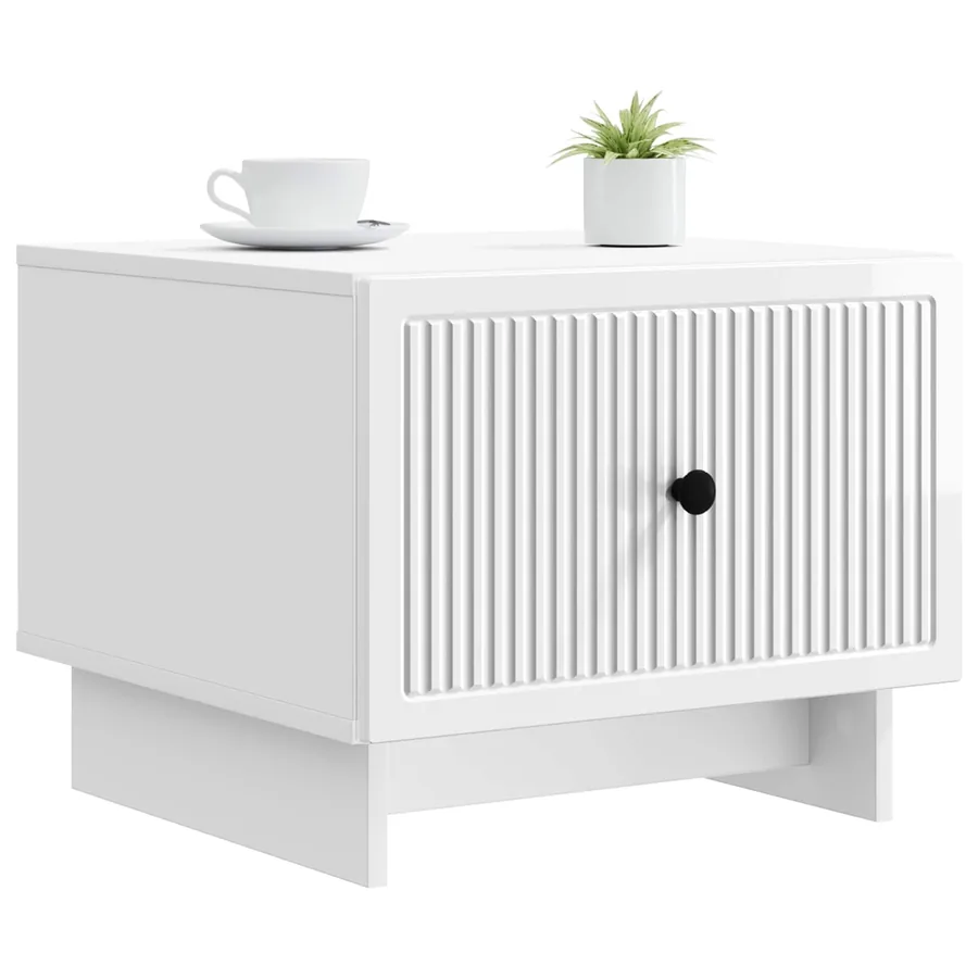 Table basse Blanc brillant 49 x 50 x 40 cm Bois d'ingénierie - 3