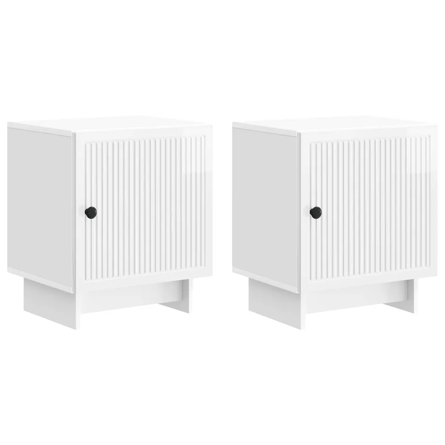 Cabinet de chevet 2 pcs Blanc brillant 43 x 34,5 x 50 cm - 2