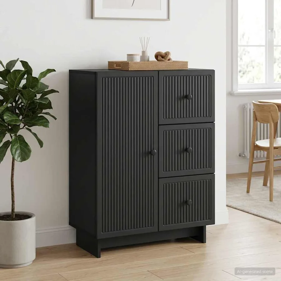Buffet avec tiroir Noir 66 x 34,5 x 90 cm Bois d'ingénierie
