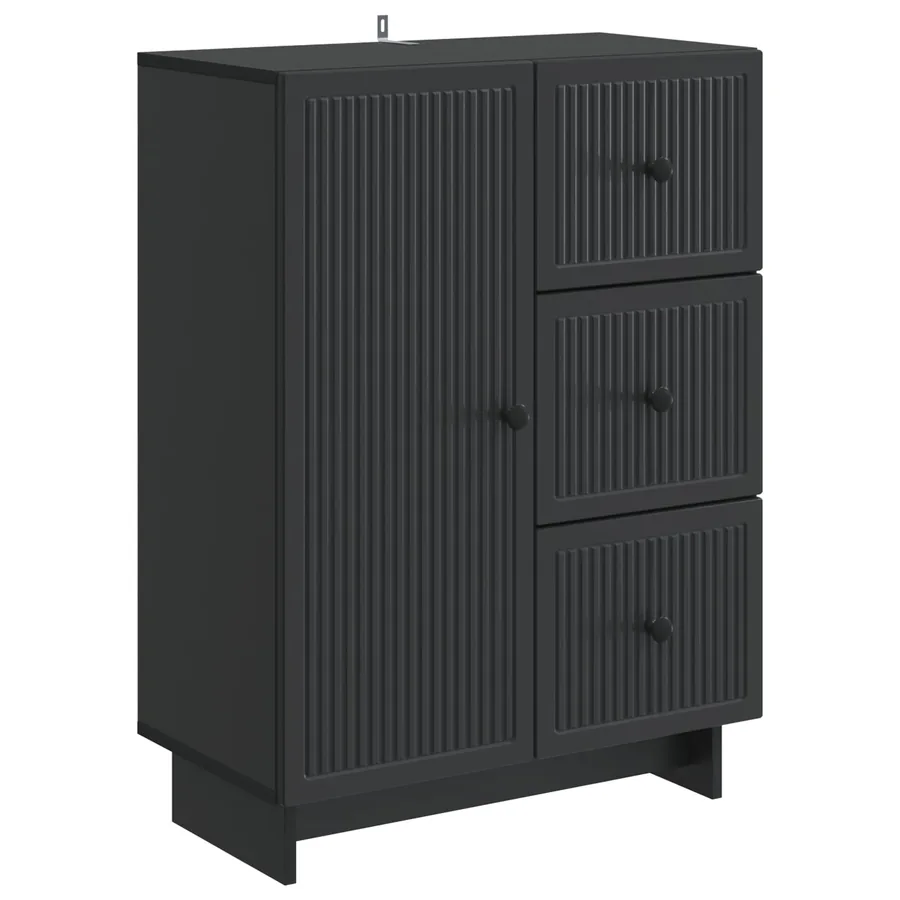 Buffet avec tiroir Noir 66 x 34,5 x 90 cm Bois d'ingénierie - 2