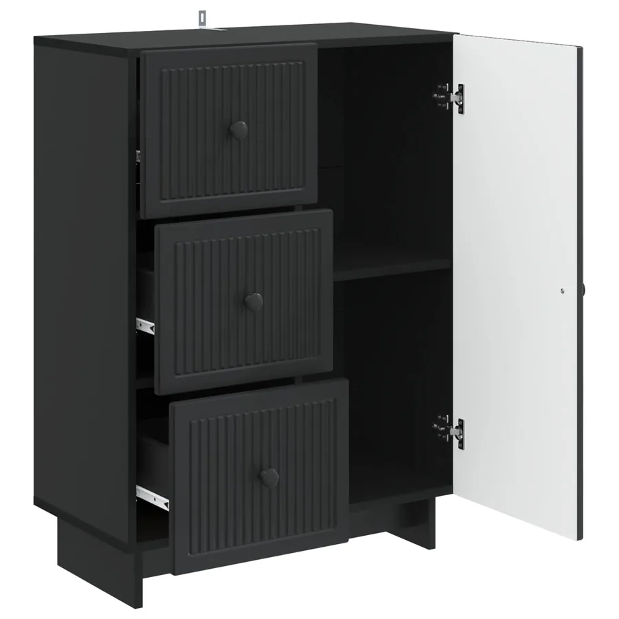 Buffet avec tiroir Noir 66 x 34,5 x 90 cm Bois d'ingénierie - 5