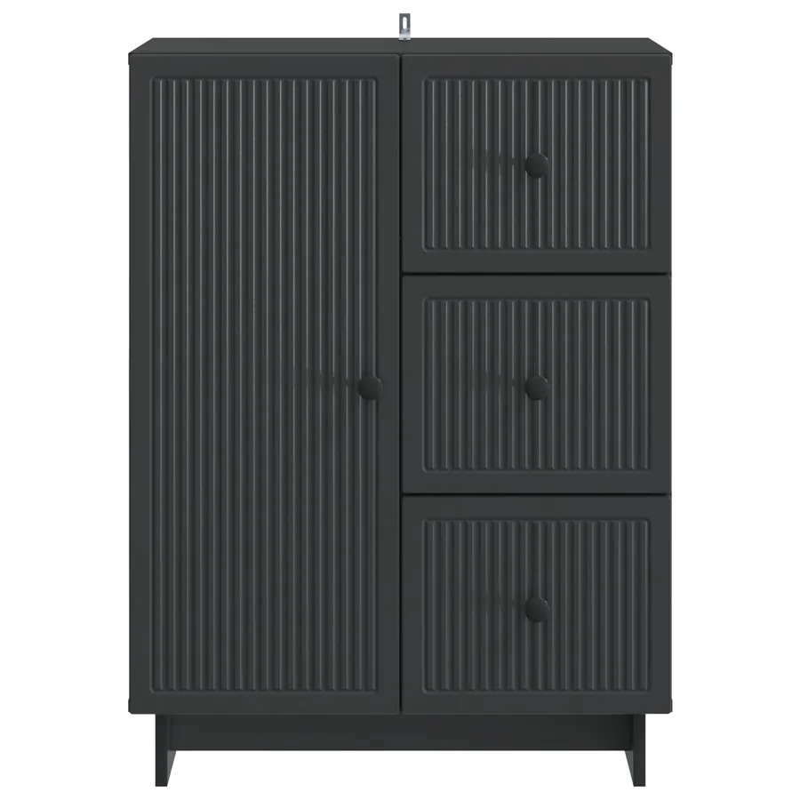 Buffet avec tiroir Noir 66 x 34,5 x 90 cm Bois d'ingénierie - 6