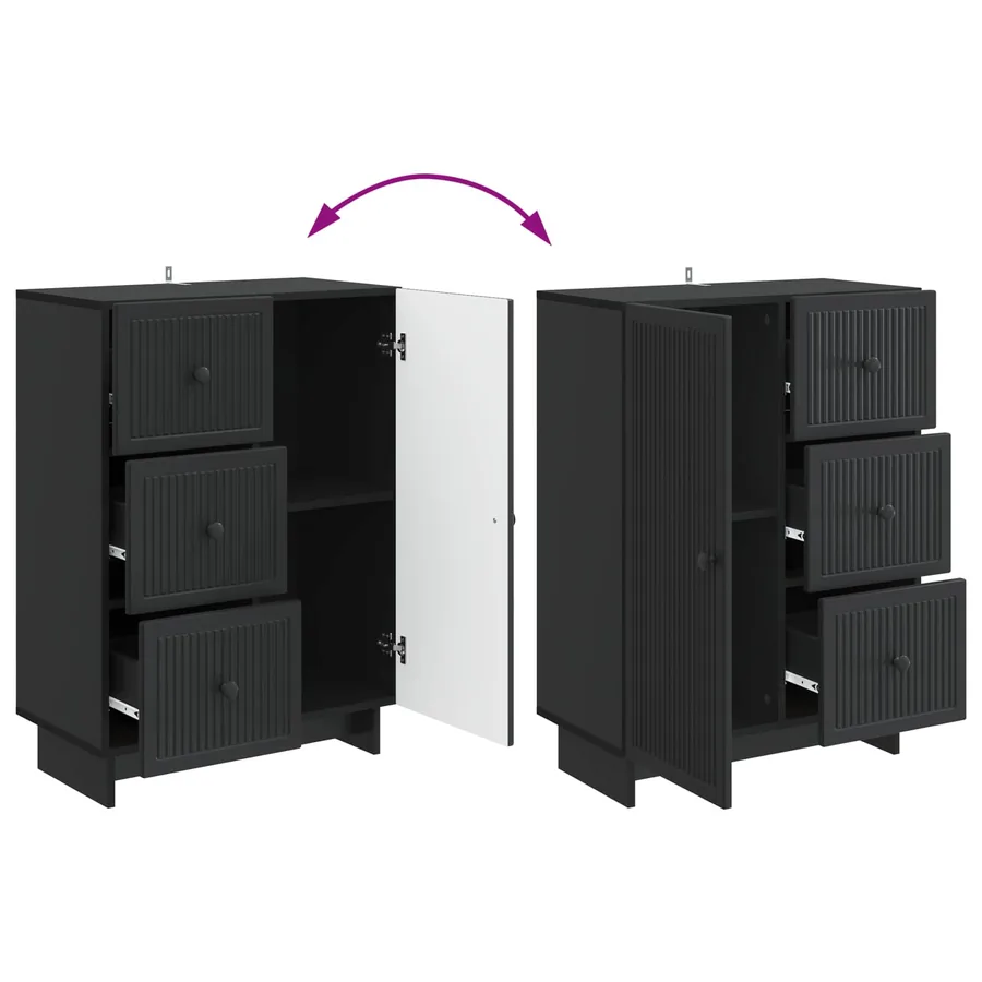 Buffet avec tiroir Noir 66 x 34,5 x 90 cm Bois d'ingénierie - 8