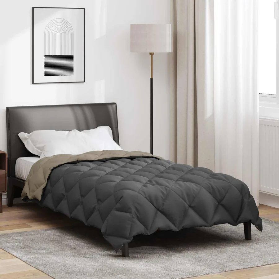 Duvet d'hiver Gris clair et anthracite 135 x 220 cm Microfibre