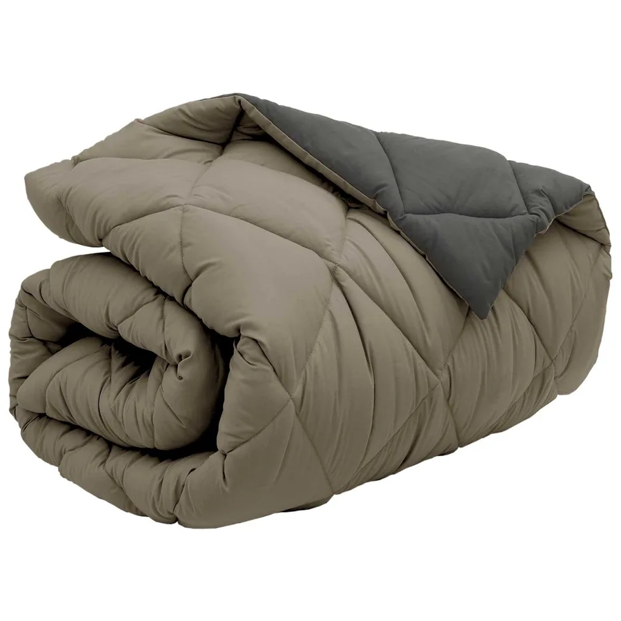 Duvet d'hiver Gris clair et anthracite 135 x 220 cm Microfibre - 5