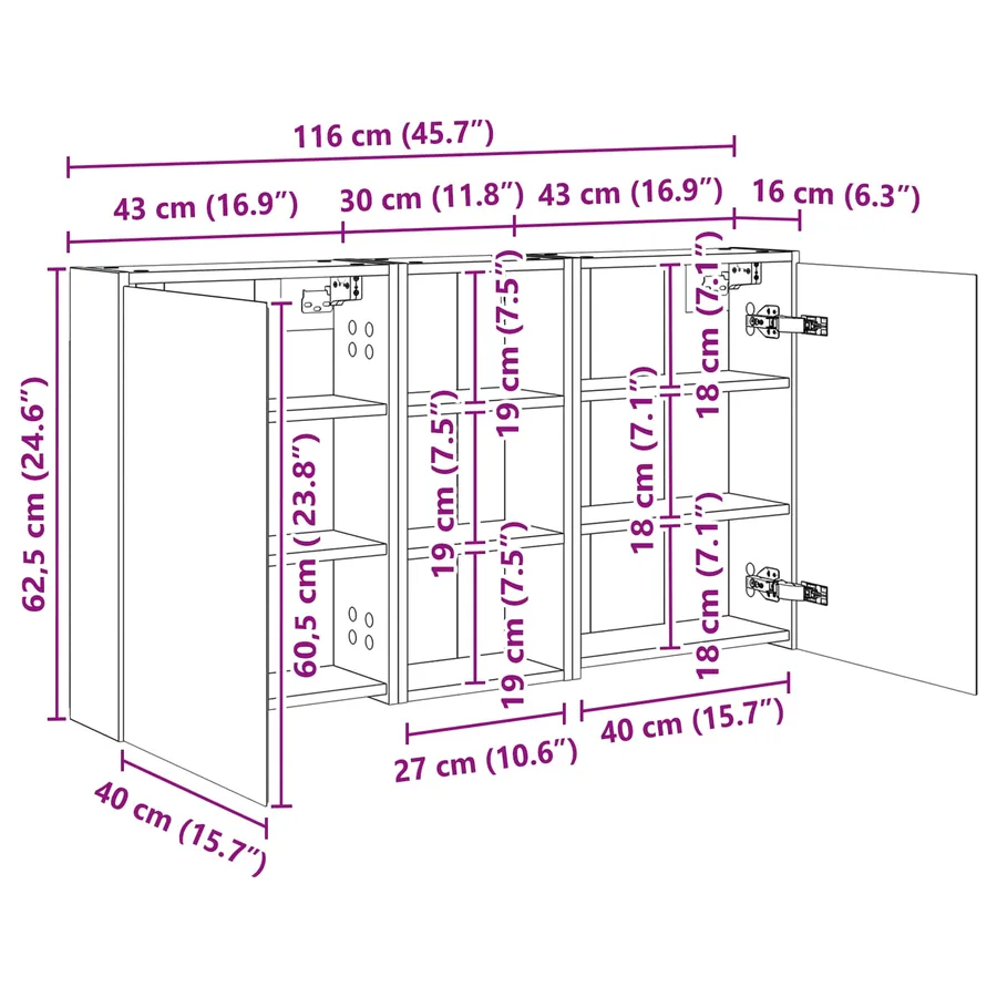 Ensemble de Meubles de Salle de Bain 3 pcs 116 x 16 x 62,5 cm - 12