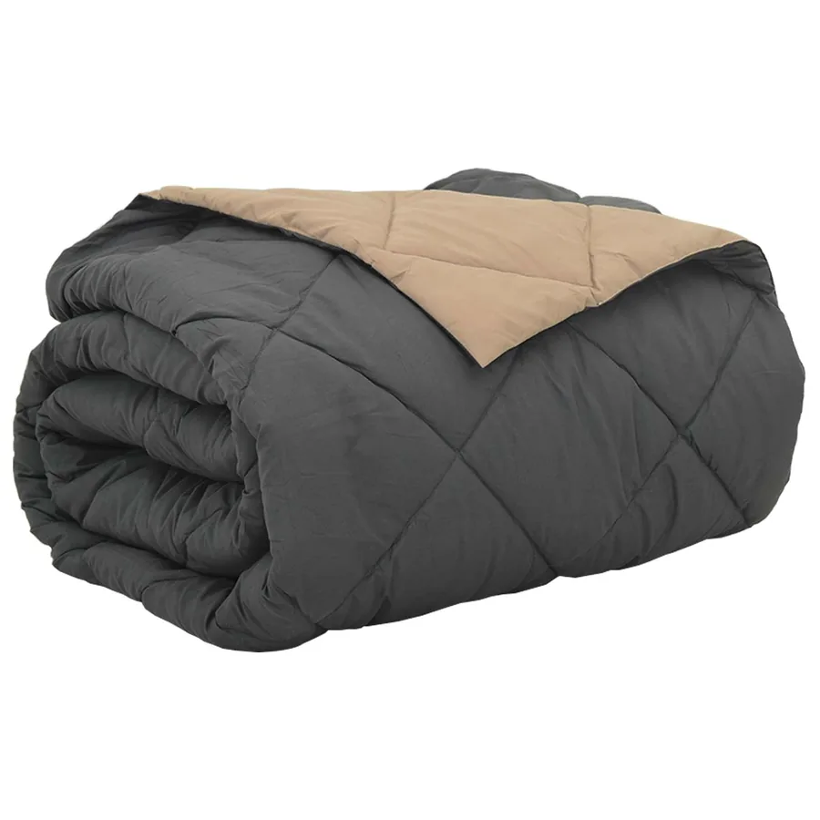 Duvet d'été simple Anthracite et Taupe 220 x 200 cm Microfibre - 2