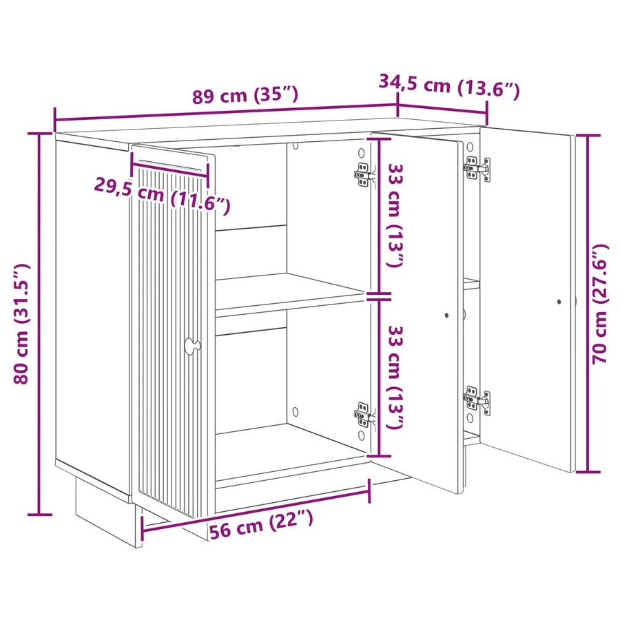 Buffet Blanc 89 x 34,5 x 80 cm Bois d'ingénierie - 13