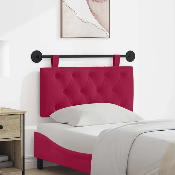 Tête de lit suspendue Avec lumière LED Bordeaux Velours