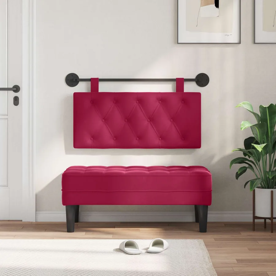 Tête de lit suspendue Avec lumière LED Bordeaux Velours - 3