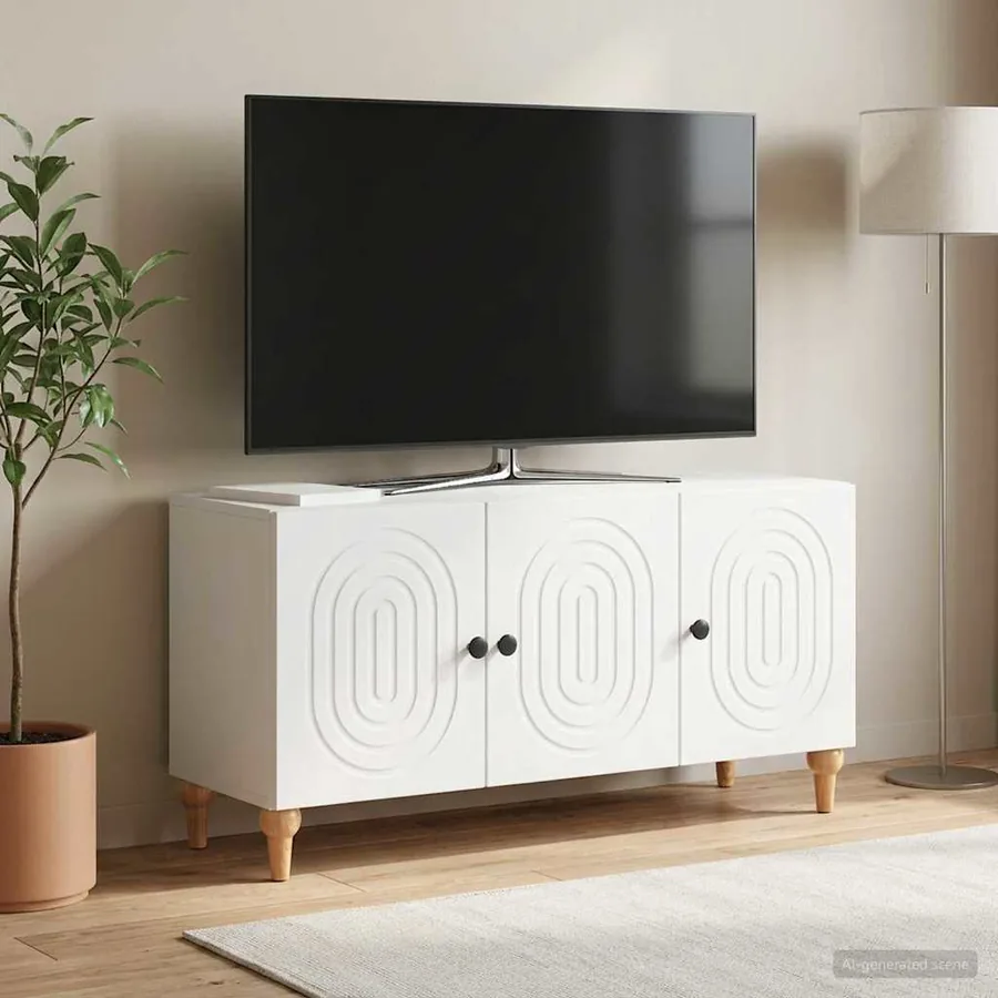 Meuble TV Blanc 99 x 34,5 x 50 cm Bois d'ingénierie