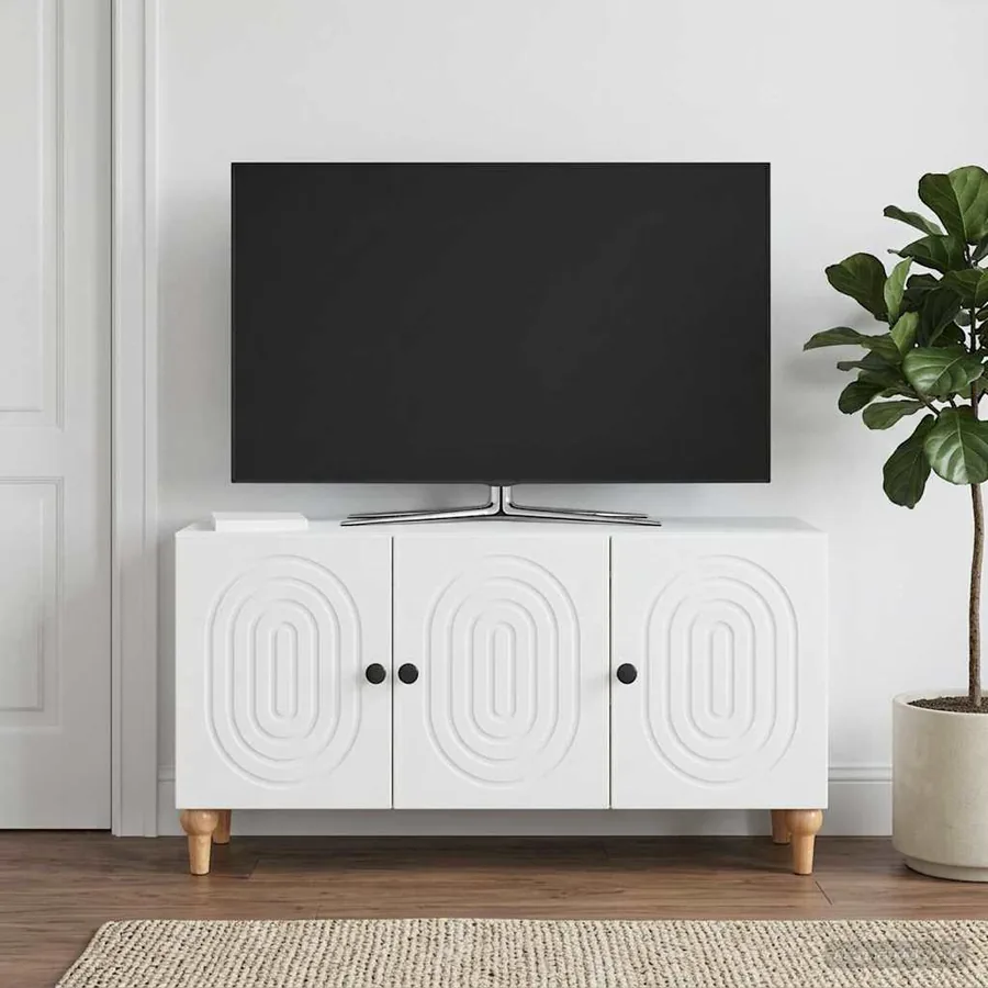 Meuble TV Blanc 99 x 34,5 x 50 cm Bois d'ingénierie - 4