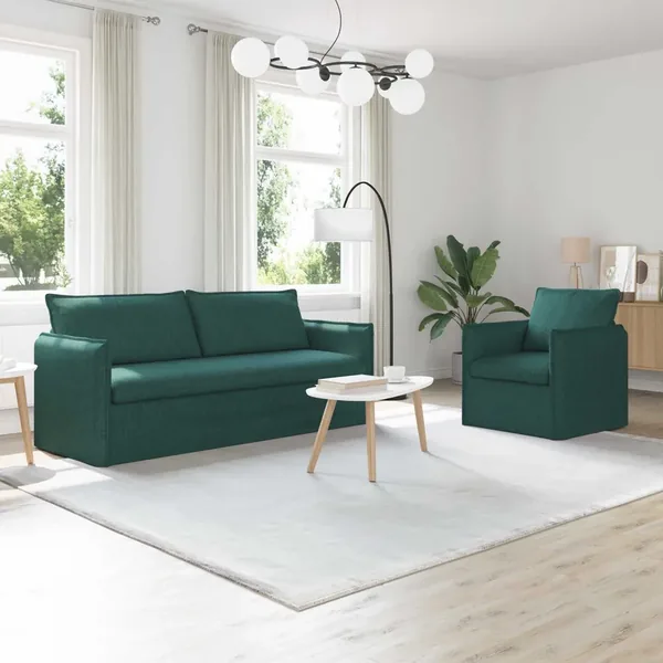 Ensemble de Canapés 2 pcs Vert foncé 196 x 82 x 85 cm Tissu